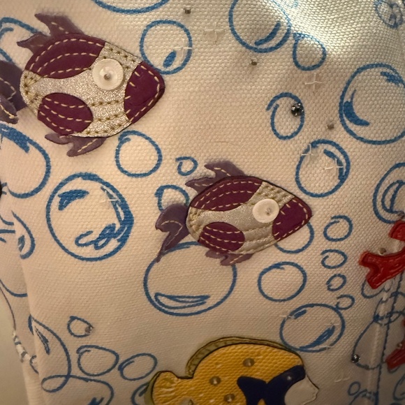 Coach “Limited Edition” Resort Bubble/Fish/Coral Canvas Tote Style 34458 - Picture 2 of 8